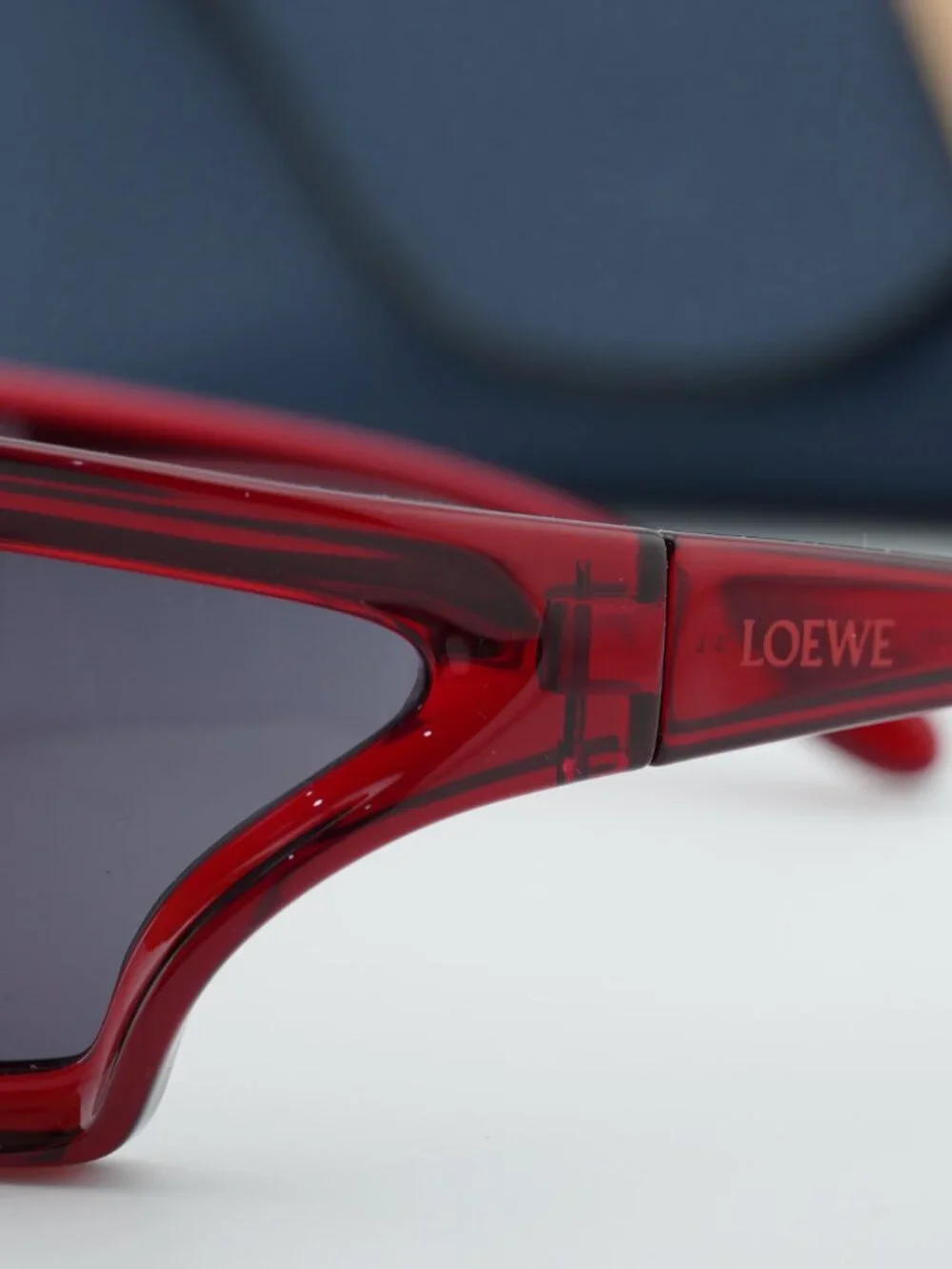 Loewe LW40143U 66A Rectangle Sunglasses - Shiny Red / Grey